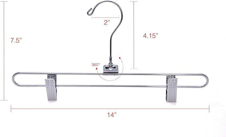 Metal Bottoms Hanger w/Clips Swivel Hook 8PK