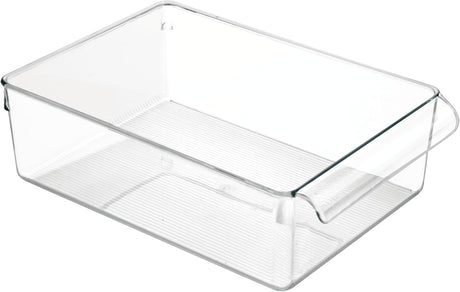 Clear Plastic Stackable Storage Bin 3.5" x 8" x 11.5" Inter Deign