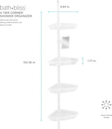 4 Tier White Corner Shower Organizer With hook and Mirror