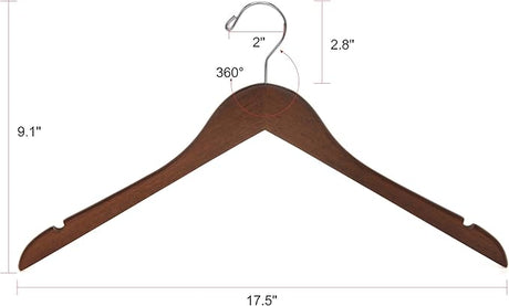 Wooden Suit Hangers Walnut Chrome 5PK Quality Hangers