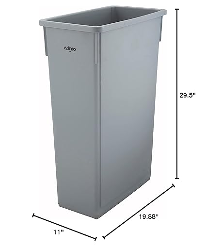 Slim Trash Bin 23 Gallon Grey Winco