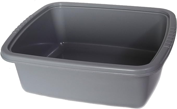 Square Plastic Wash Basin 6.25QT Grey YBM