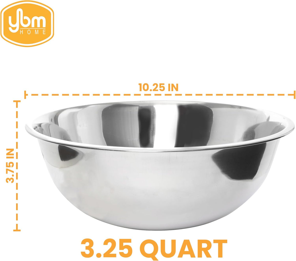 Deep Mixing Bowl | 3.25QT | Stainless Steel | Silver | YBM Home