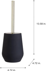 Toilet Brush With Holder | Rust-Proof Handle | Black | Bath Bliss