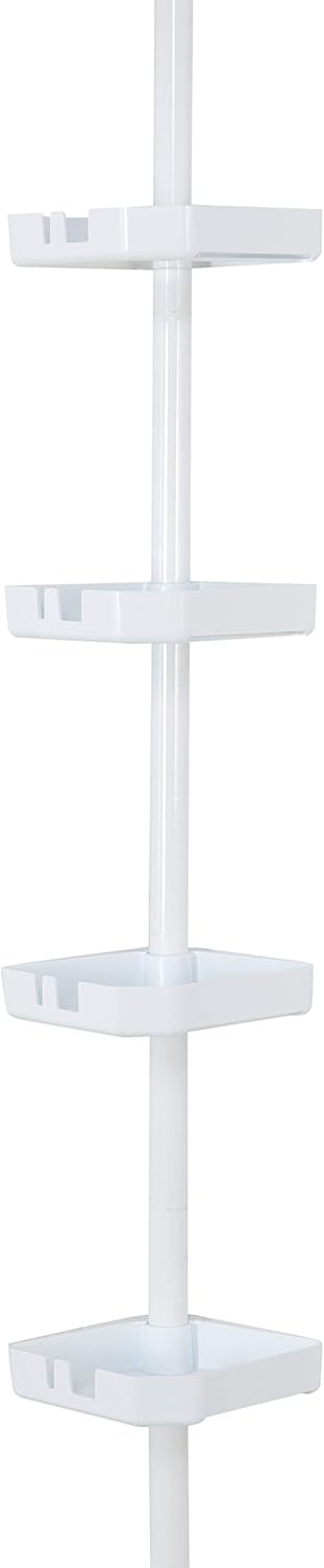4 Tier White Corner Shower Organizer