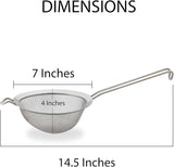 Double Mesh Strainer | 7 Inch | 18/8 Stainless Steel | Fine Dual Mesh | HIC Kitchen