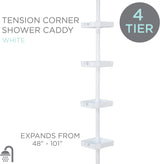 4 Tier White Corner Shower Organizer