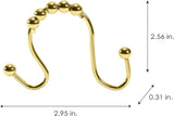 Double Shower Curtain Hooks | Gold | Set of 12 | Bath Bliss