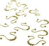 Double Shower Curtain Hooks | Gold | Set of 12 | Bath Bliss