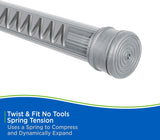 Spring Tension Shower Curtain Rod | Grey | 42”×72” | Kenney
