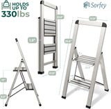 Slim Folding Step Ladder 2 Step Silver YBM