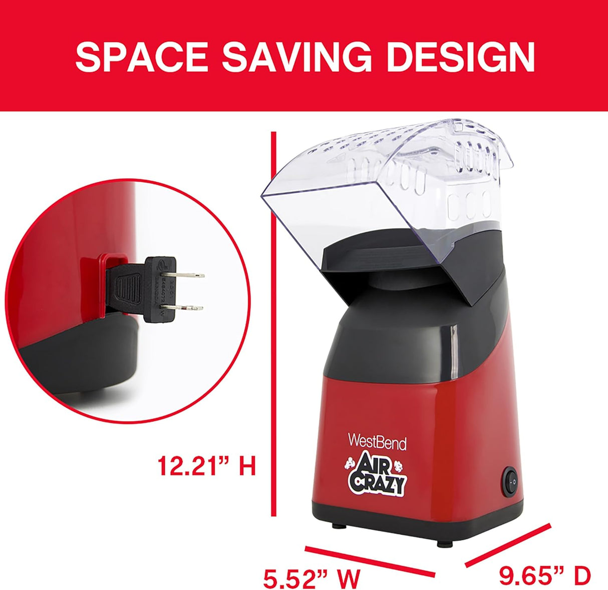 4QT Hot Air Popcorn Machine West Bend