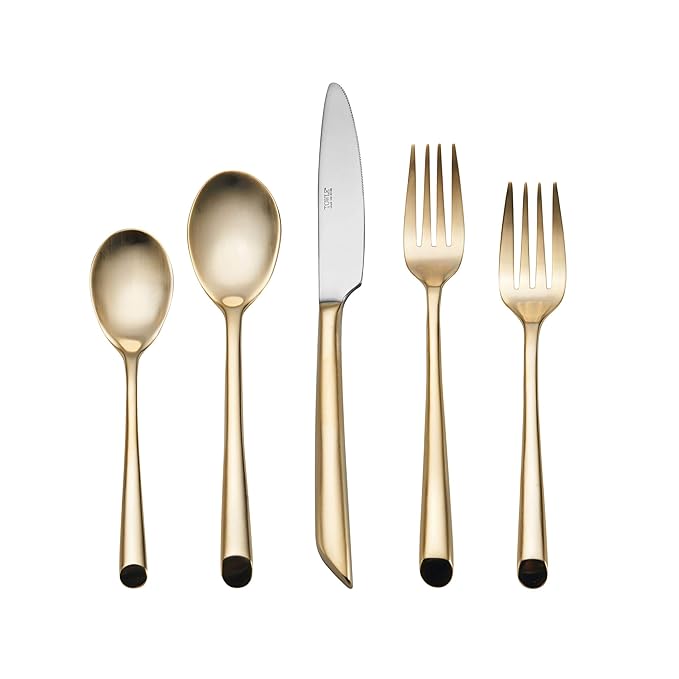 Gold Flatware Set 20pc | Satin Wave Finish | Towle Living