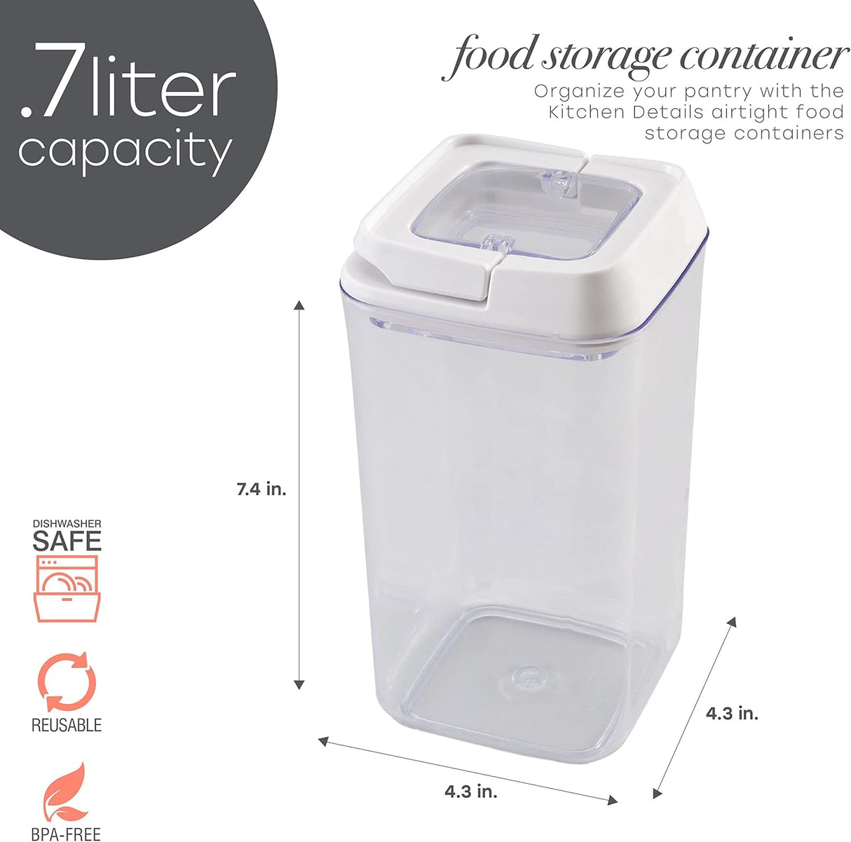 Airtight Food Container Stackable | 1.2 L | Clear plastic | Kitchen Details