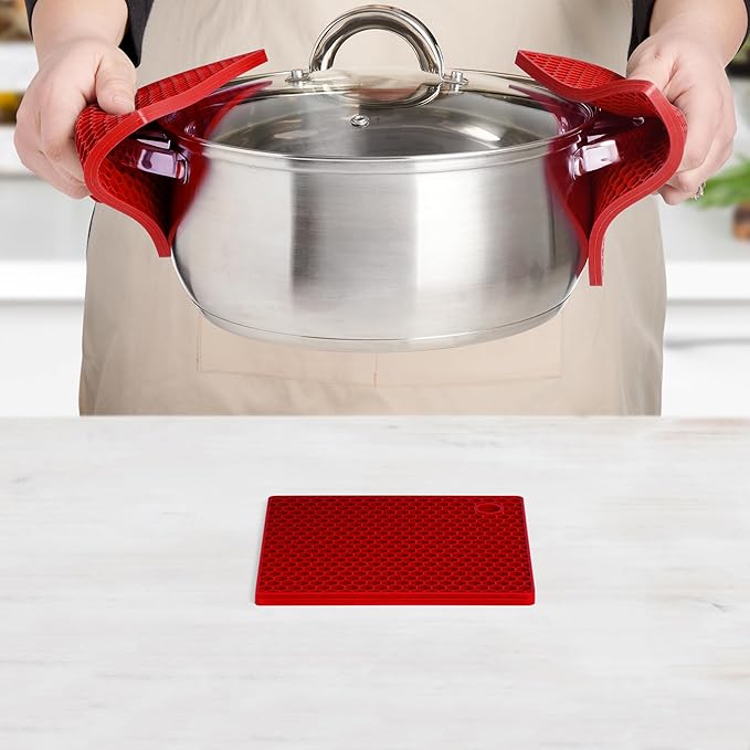 Honeycomb Trivet | Silicone | Red | 500 °F | HIC Kitchen