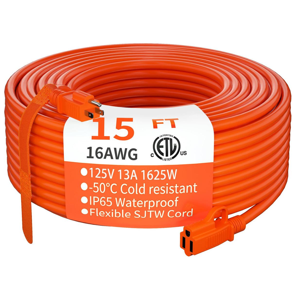 15' Extension Cord Orange Electery