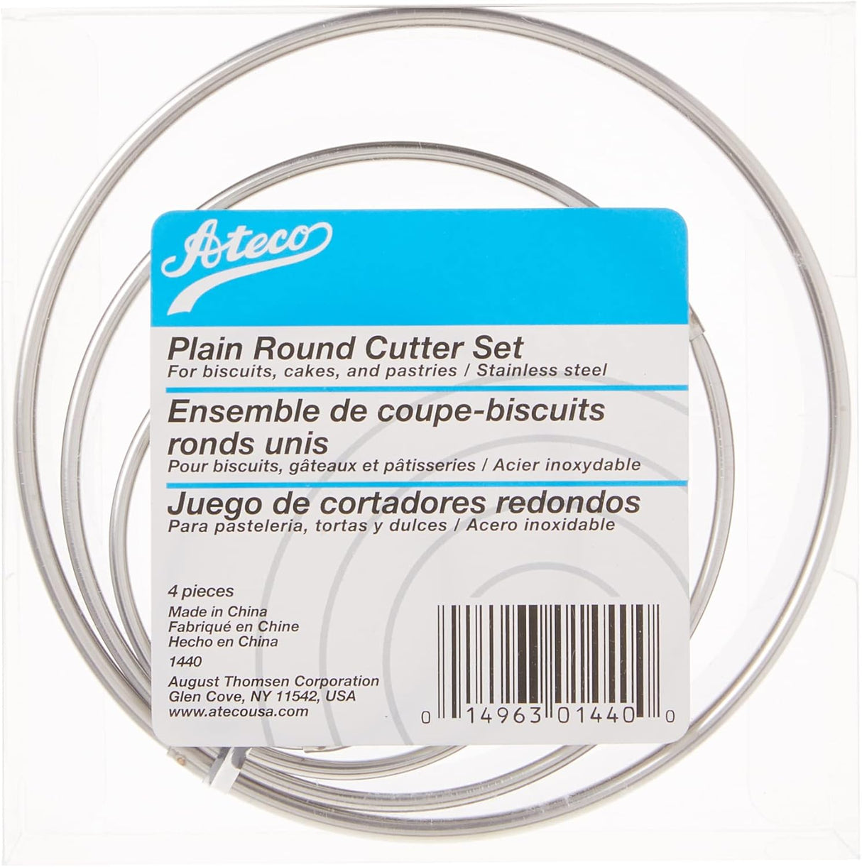 Ateco 4 Piece Stainless Steel Round Cutters Set