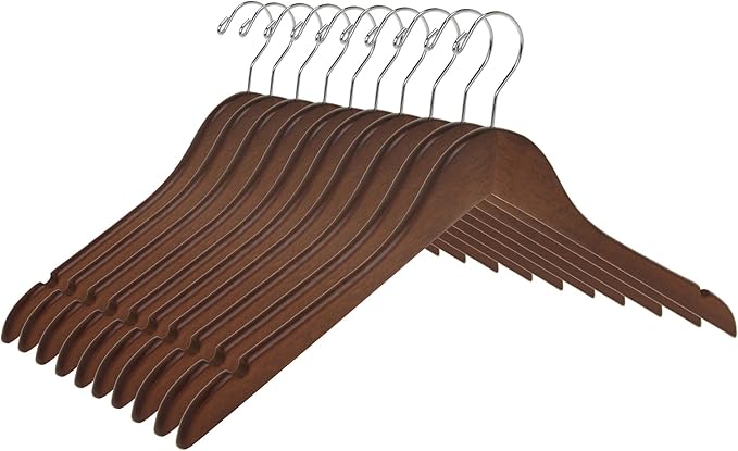 Wooden Suit Hangers Walnut Chrome 5PK Quality Hangers