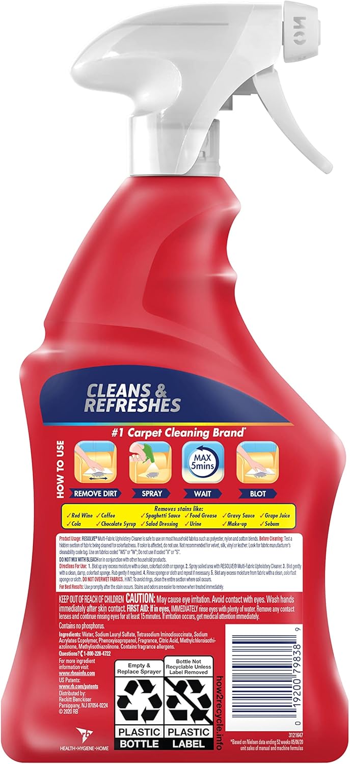 Resolve Carpet Cleaner 22oz Multi-Fabric Cleaner and Upholstery Stain Remover
