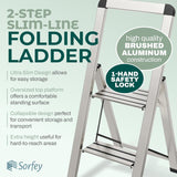 Slim Folding Step Ladder 2 Step Silver YBM
