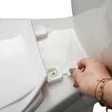 Round Toilet Seat in White | Deluxe Beveled | 14.1"L x 17.5"W | Bath Bliss