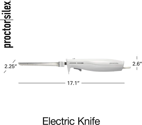 Proctor Silex Electric Knife | Serrated Blade | Model 74311 | White