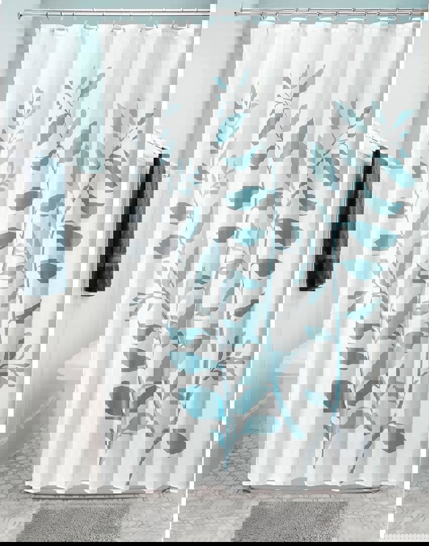 Laurel Shower Curtain Gray/Blue Inter Design