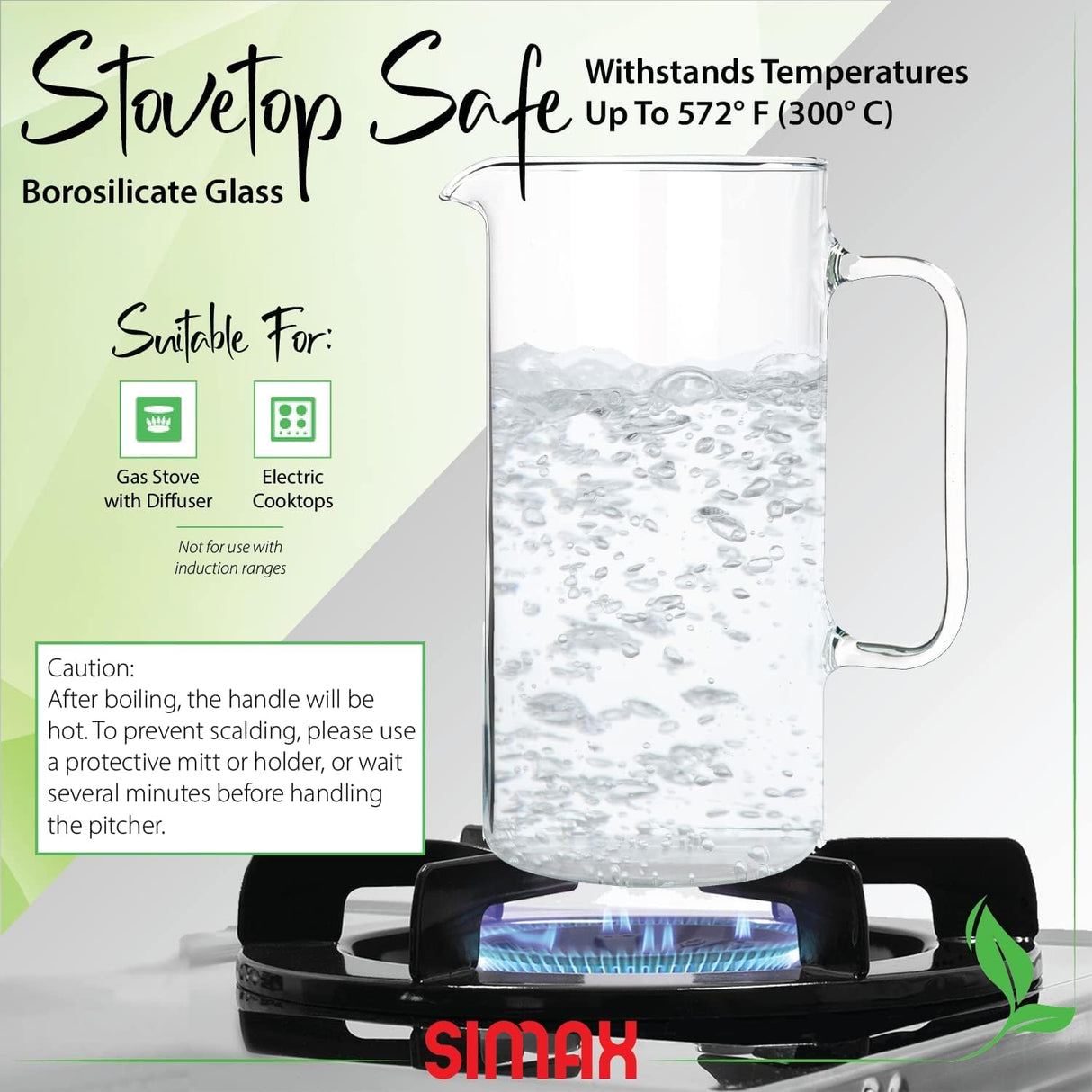 Glass Pitcher with Handle | 1 Qt | Cylinder | Simax