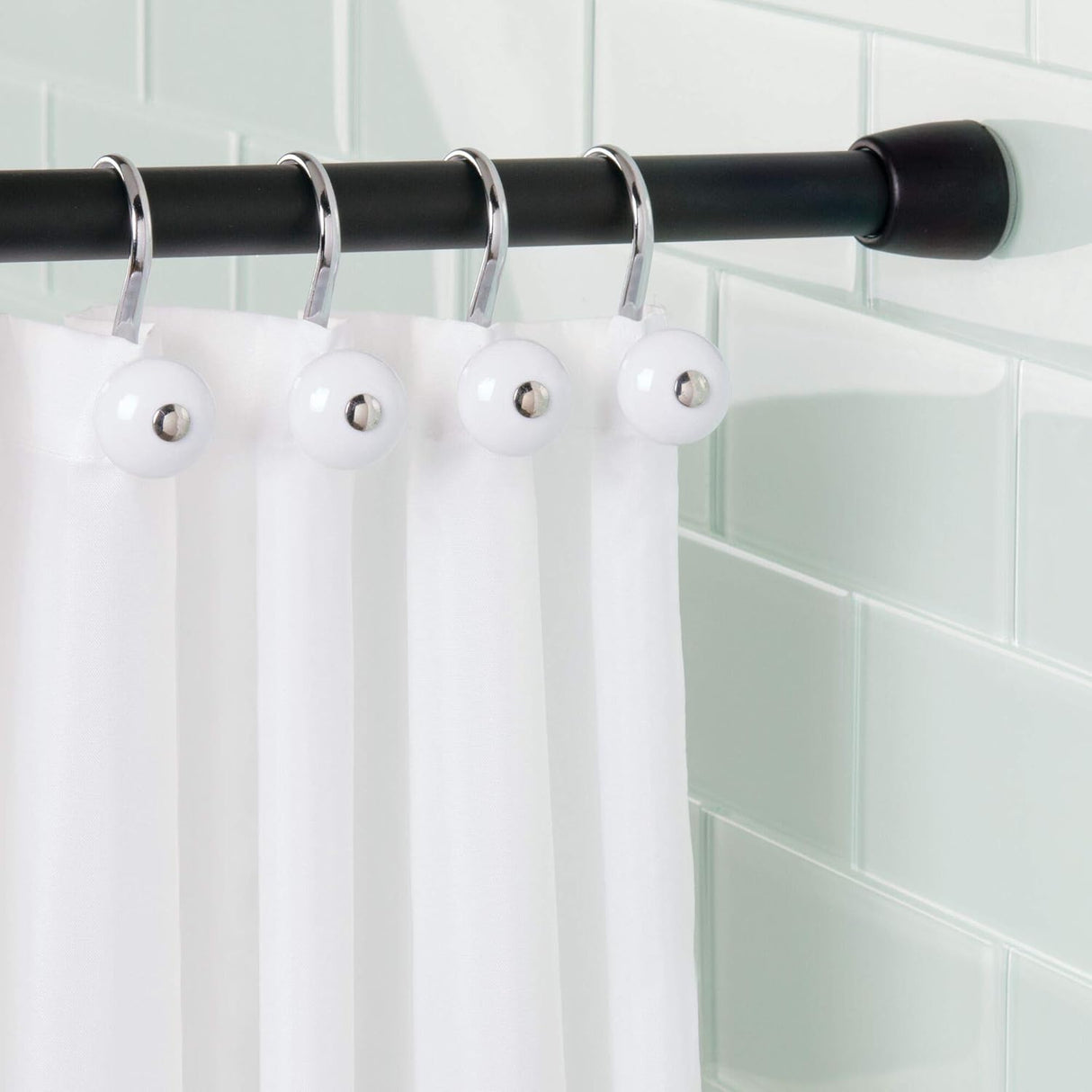 Shower Curtain Rod in Black | 43 x 75 Inches | InterDesign