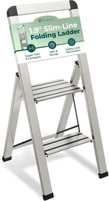 Slim Folding Step Ladder 2 Step Silver YBM