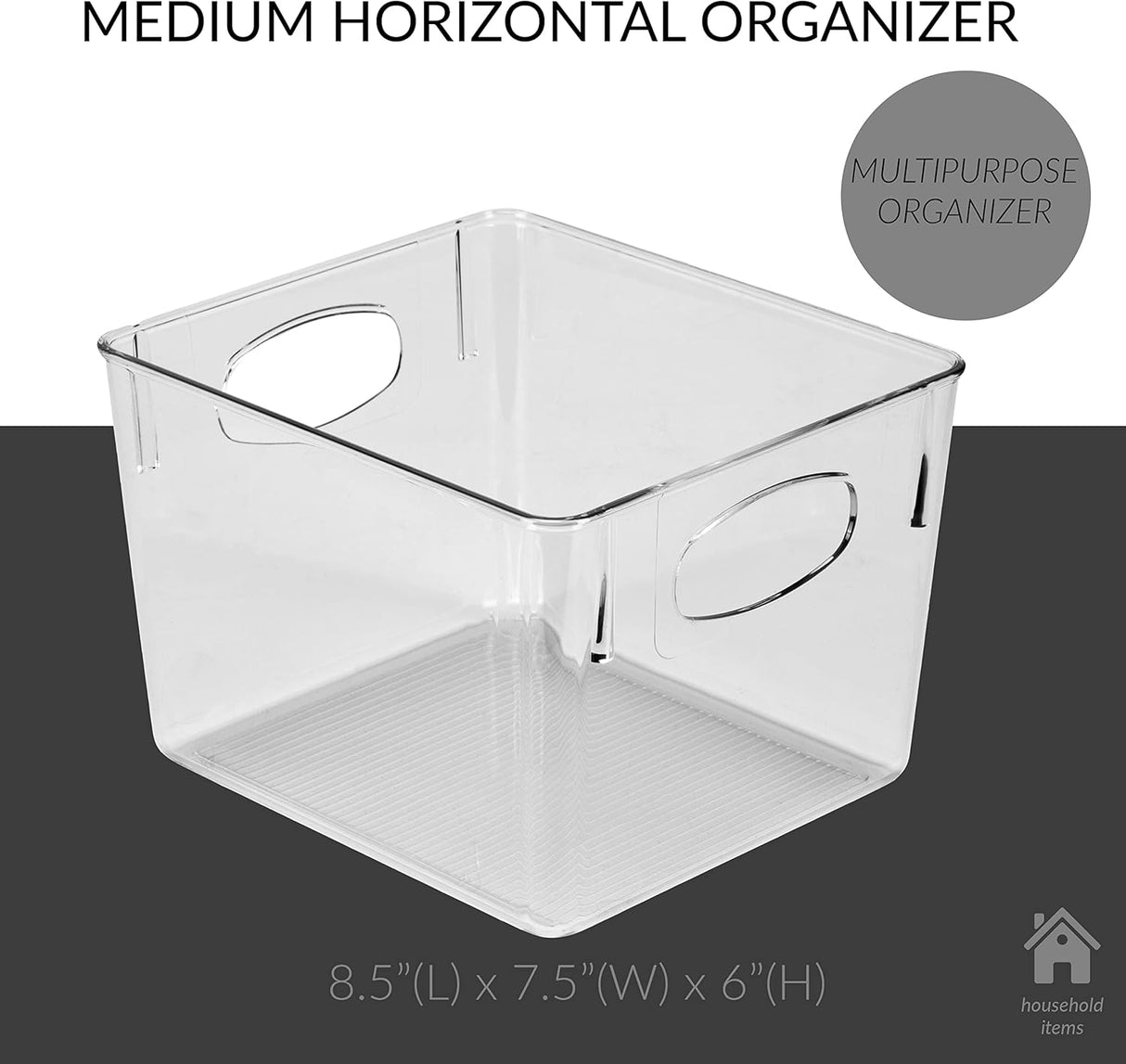 Organizer Bin Horizontal | Medium | Multi-Purpose | Clear | Simplify