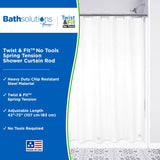 Spring Tension Shower Curtain Rod | Grey | 42”×72” | Kenney