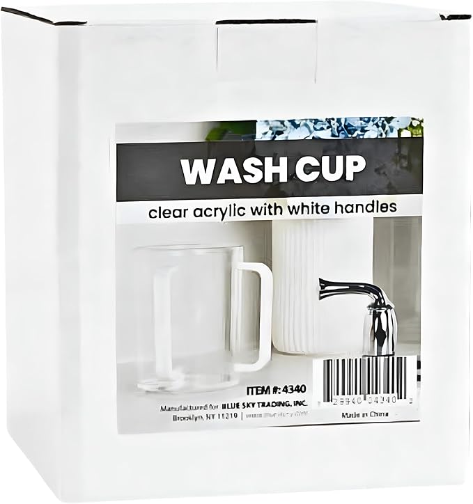 Wash Cup White Handle Blue Sky