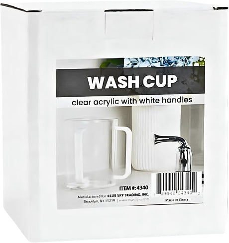Wash Cup White Handle Blue Sky