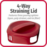 Plastic Pitcher with 4 Way Lid | 1 Gallon | ‎Red | GoodCook