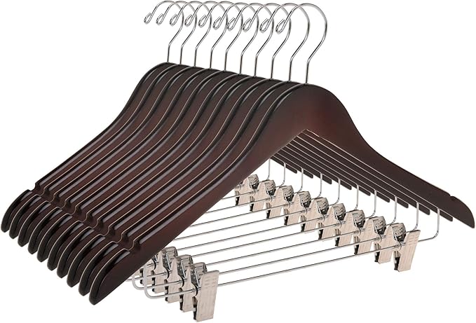 Wooden Skirt Hangers Mahogany Chrome Hook 5PK Quality Hangers