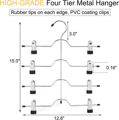 4 Skirt Hanger w/ Clips Quality Hangers