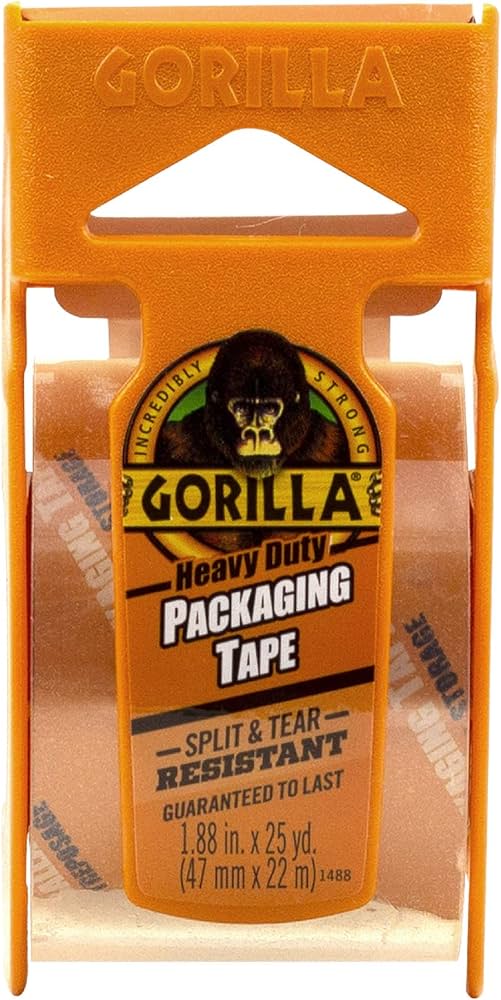 Gorilla Heavy Duty Packaging Tape | 2" x 25 Yards | Crystal Clear | Tear & Moisture Resistant