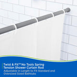 Spring Tension Shower Curtain Rod | Grey | 42”×72” | Kenney