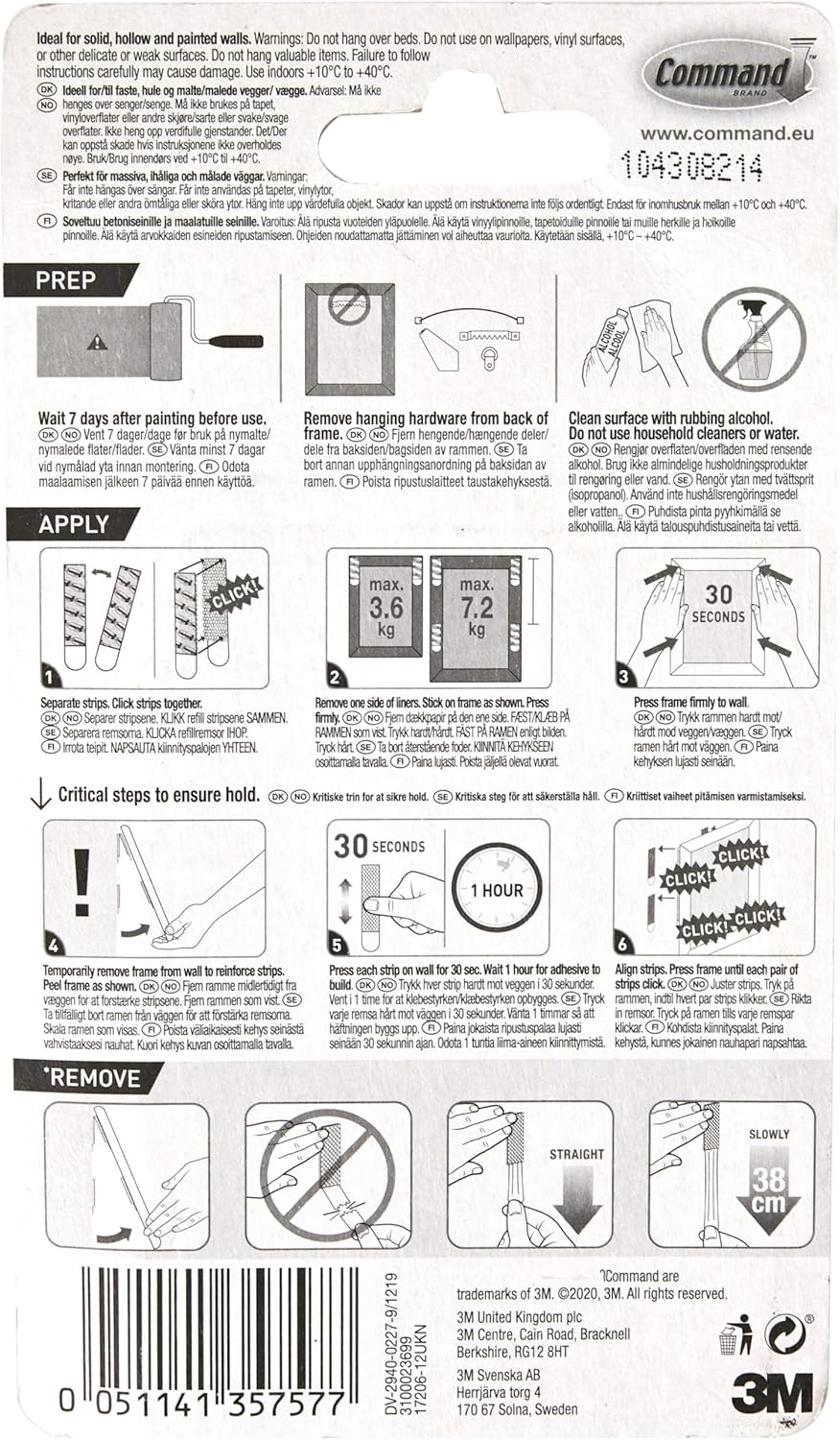 Picture Hanging Strips 12ct 16LB Command