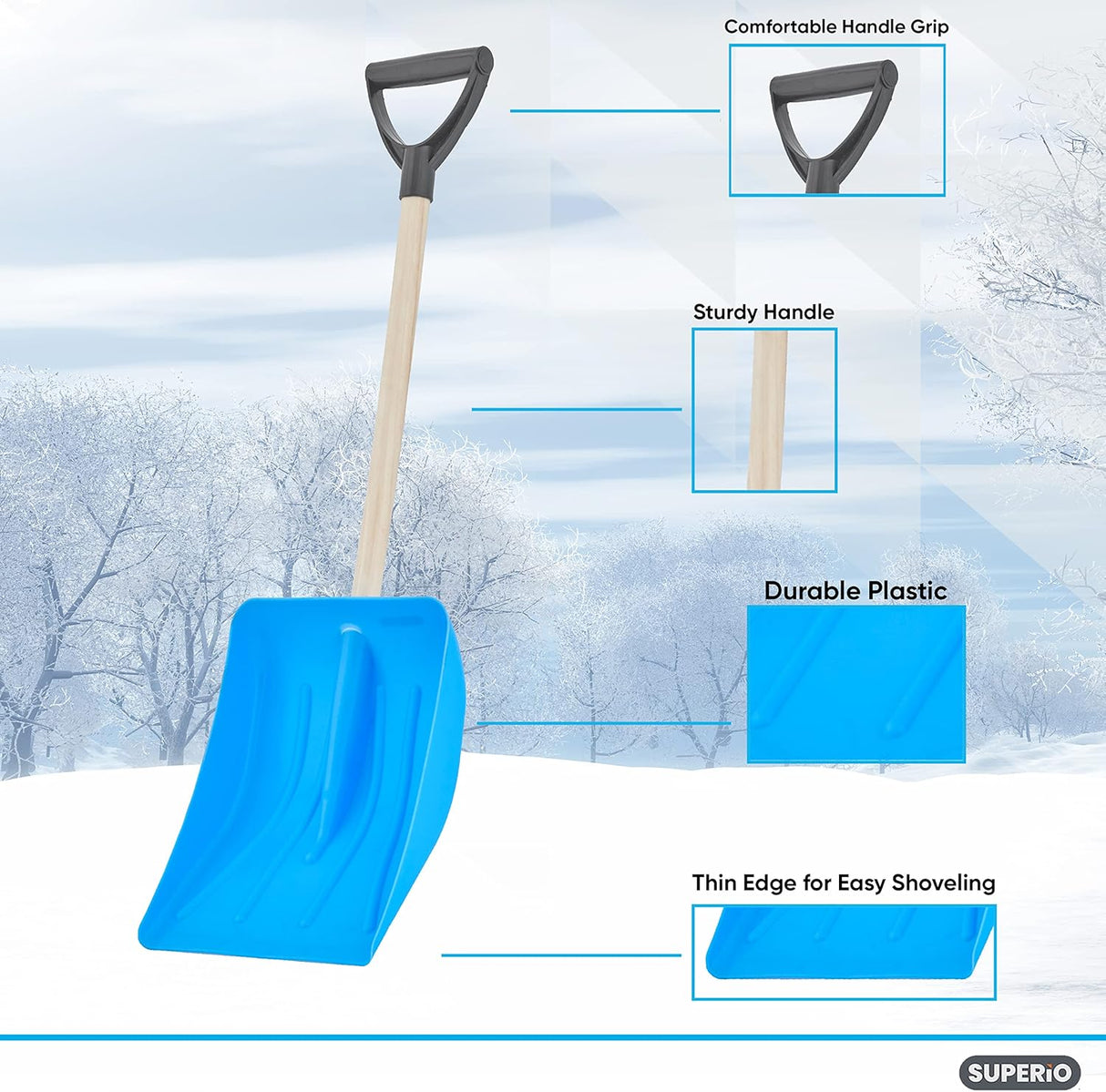 Steps Shovel Wood Handle Superio
