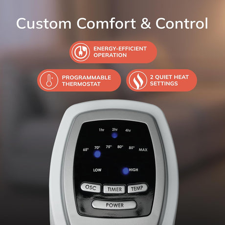 Ceramic Tower Space Heater 22" Silver Lasko