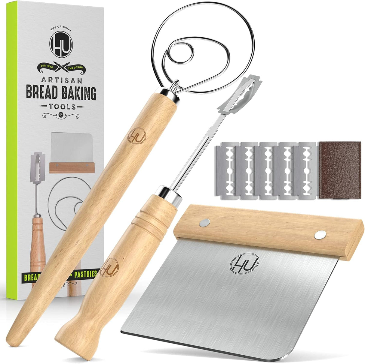Bread Making Tools includes Danish Dough Whisk Bread Lame Bench Scraper