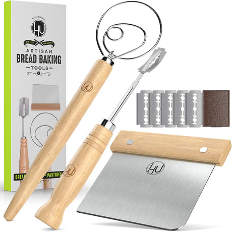 Bread Making Tools includes Danish Dough Whisk Bread Lame Bench Scraper