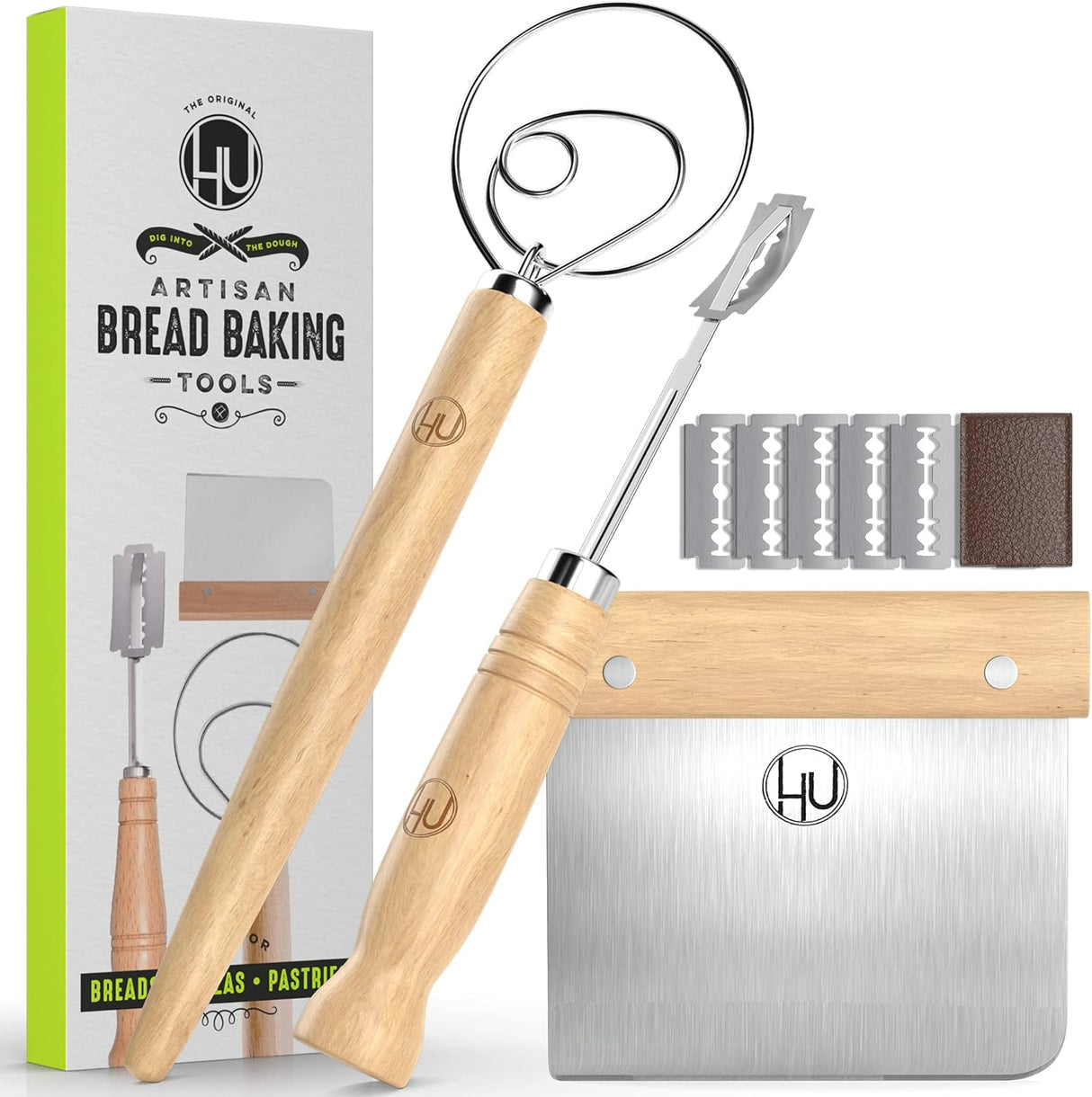 Bread Making Tools includes Danish Dough Whisk Bread Lame Bench Scraper