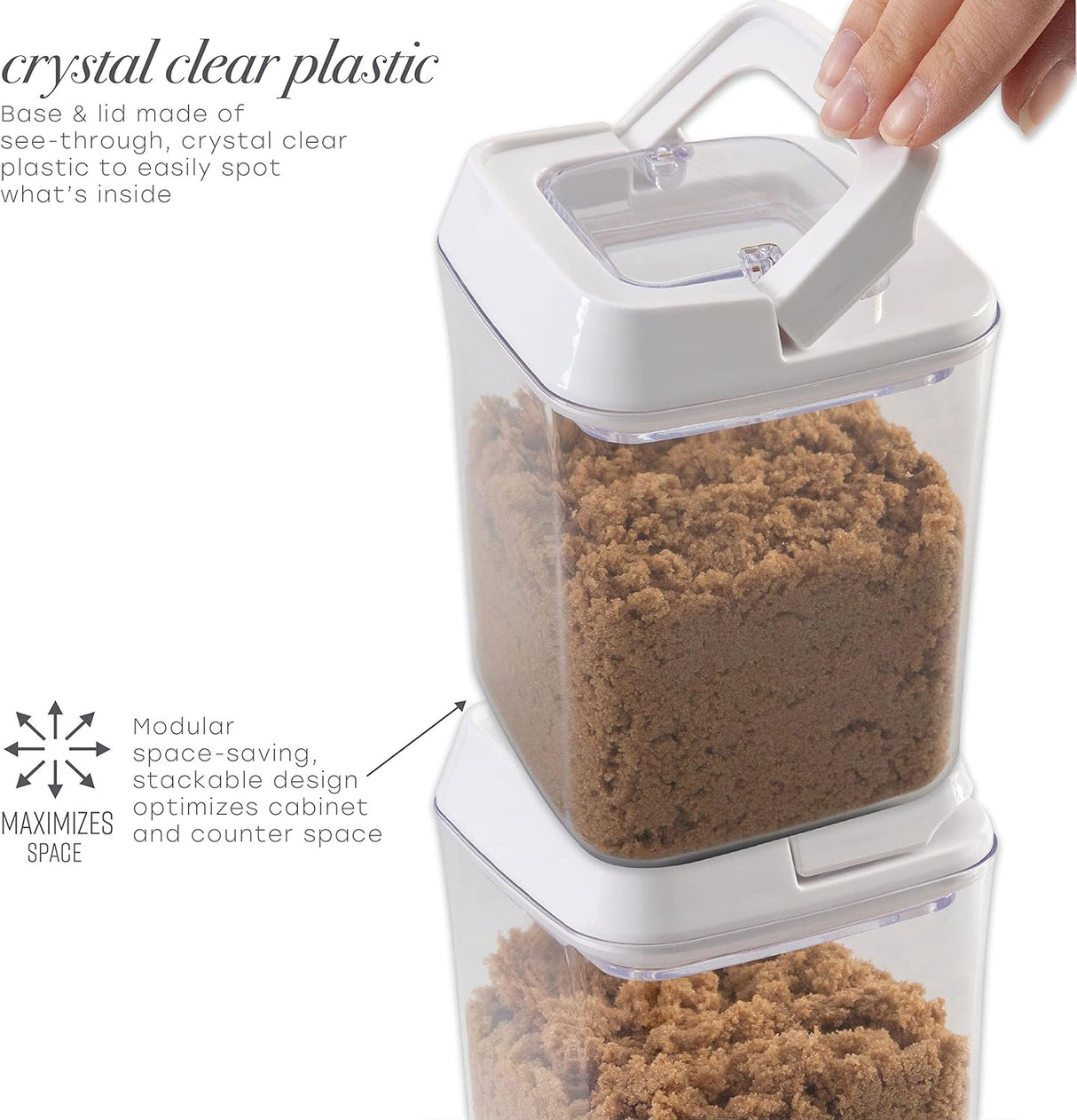 Airtight Food Container Stackable | 0.9 L | Clear plastic | Kitchen Details