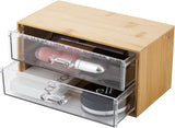 Bamboo Cosmetic Organizer | 2 Drawer | Bamboo Wood | Simplify