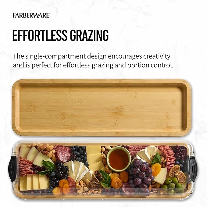 Farberware Bamboo Cutting Board with Lid | 11"x14" Tray