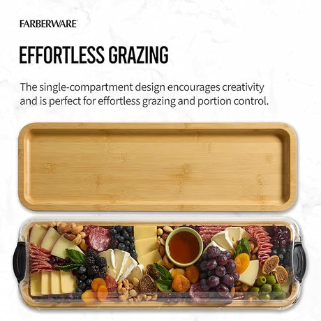 Farberware Bamboo Cutting Board with Lid | 11"x14" Tray