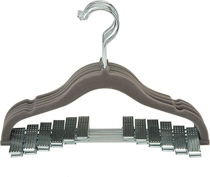 Velvet Kids Hangers Clips 6pk Grey Simplify